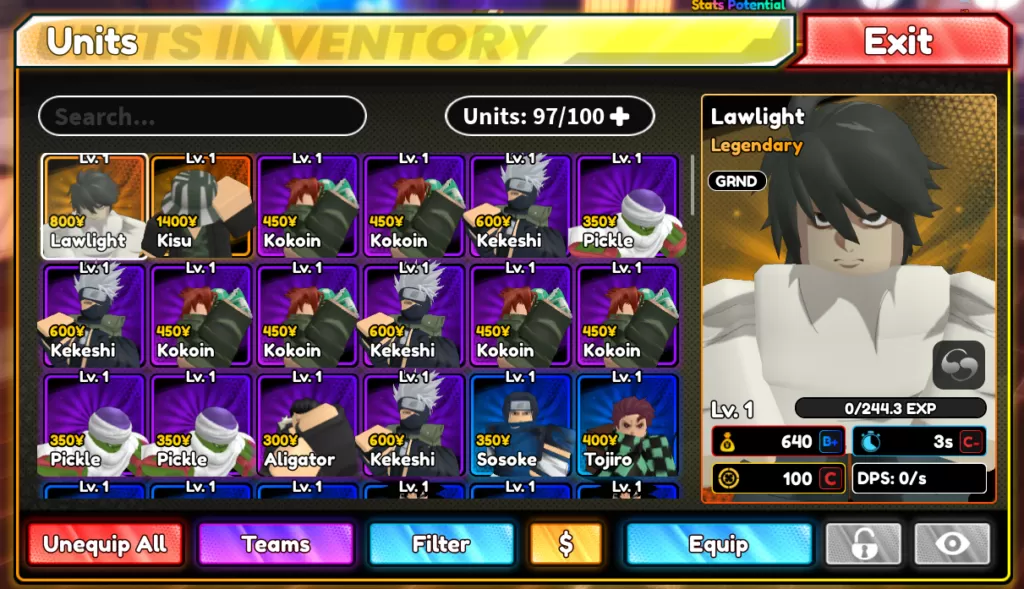 Units in Anime Royale
