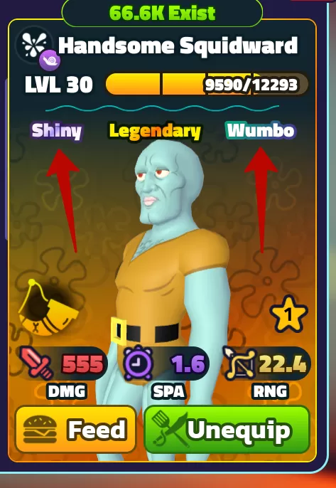 Handsome Squidward in SpongeBob Tower Defense